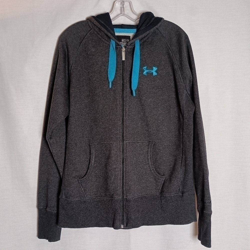 Under Armour UA Storm Men's Gray & Teal Full Zip LS Athletic Hooded Sweatshirt